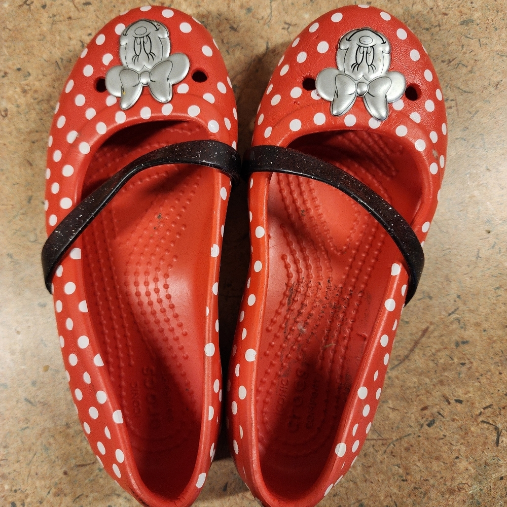 Minnie Mouse Red And White Polka Dot kids sz 11 Crocs - Picture 4 of 8
